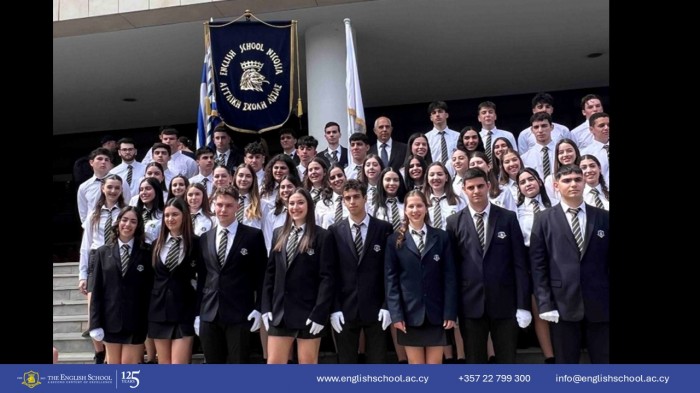 The English School Parade Team Shines at the 25th March Festivities.
